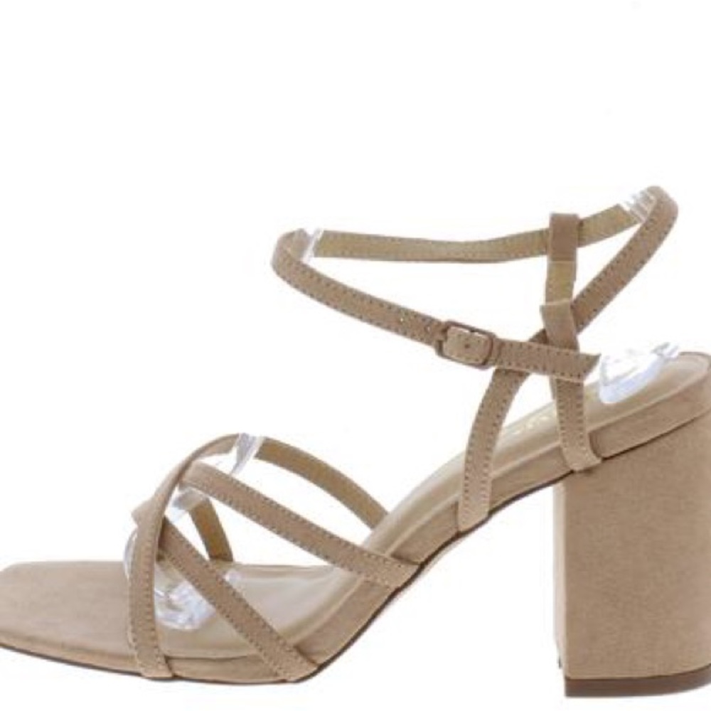 Camel Suede Chunky Heels